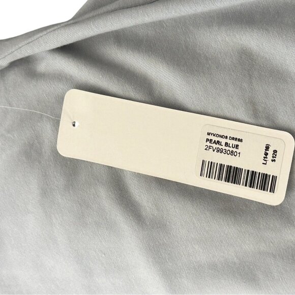 Soft Surroundings MyKonos Midi Dress Short Sleeve Stretch Pearl Blue Size L NEW - Picture 6 of 10